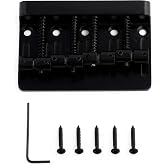 Metallor 4 String Bass Bridge Tailpiece Fixed Saddles Top Loader Bridge | for Electric Bass Guitar Jazz Bass or Precision Bass, Black, Bass Guitar Parts Replacement