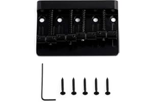 Metallor 4 String Bass Bridge Tailpiece Fixed Saddles for Electric Bass Guitar Jazz Bass or Precision Bass Black.