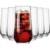 Krosno Tall Water, Juice, Drinking Glasses, Set of 6, 16.2 oz, Splendour Collection, Highball & Tumbler Crystal Glass, Dishwasher Safe, Made in Europe