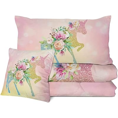Buy Sleepwish Unicorn Full Size Bedding Sets With Comforter Kids Unicorn Comforter Set For Girls 3d Glitter Unicorn Rose Bed Set Full 4 Pieces Bedspreads With 2 Pillow Shams 1 Cushion Cover