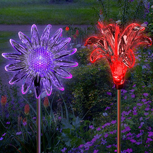 image for SolarDuke Flower Garden Lights Solar Powered Outdoor Stakes Color Chan