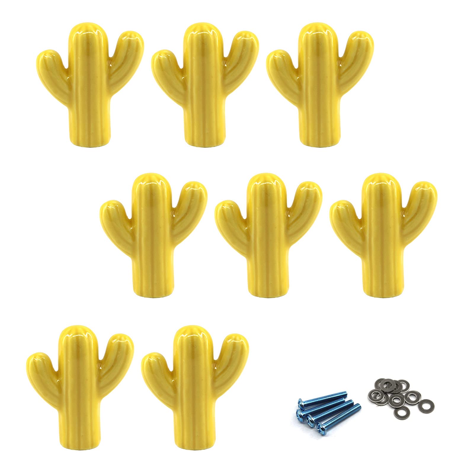 Zerniple Yellow Ceramic Handle Pull Door knobs Cabinet Handles for Children's Room (8 Pieces)