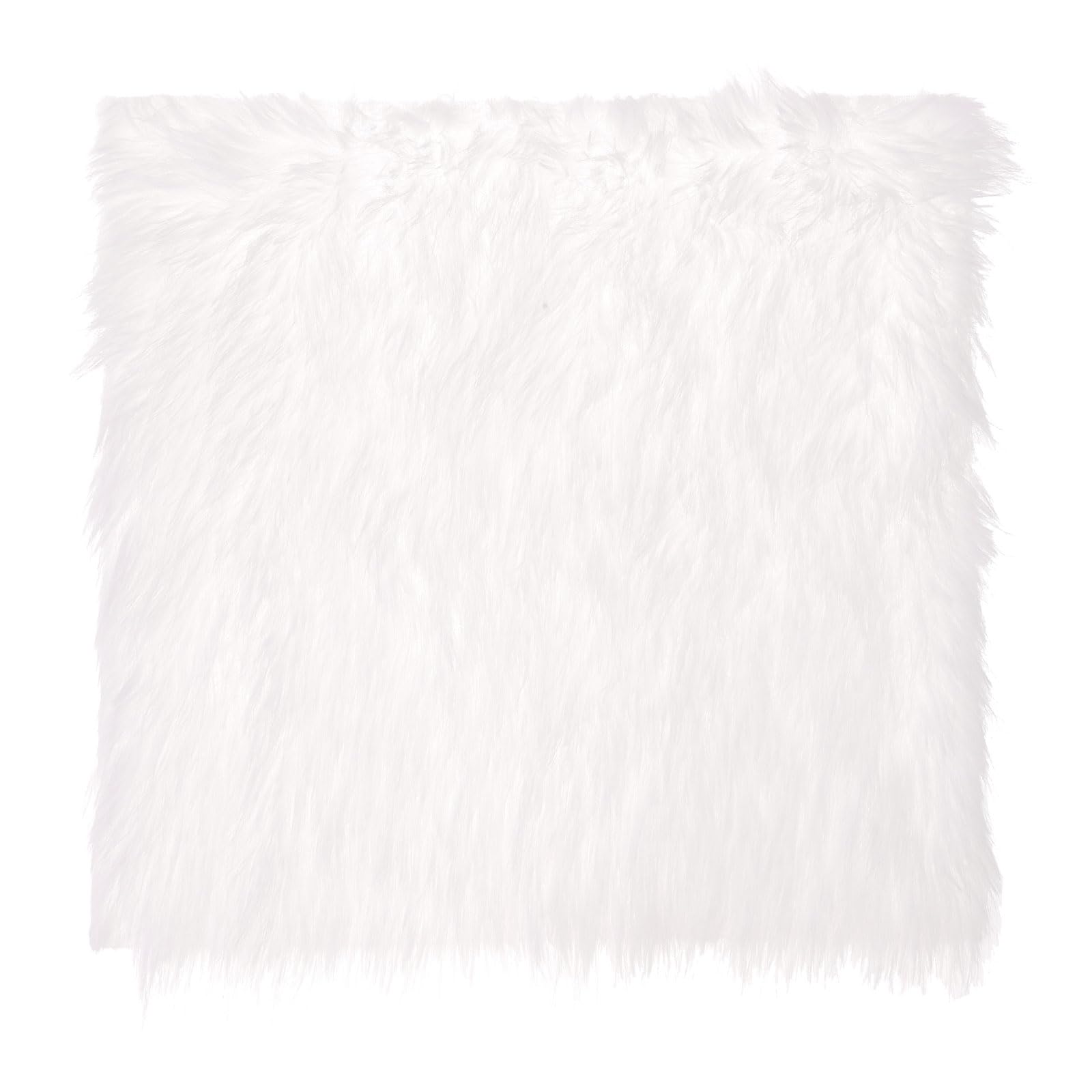 DMiotech 14"x14" White Faux Fur Square Fabric, Fluffy Faux Fur for Crafts, Gnomes, Animal Costumes, Cushions