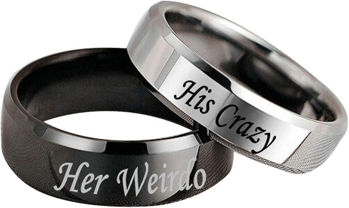 DOLOVE Stainless Steel Couple Ring Partner Rings Engraved