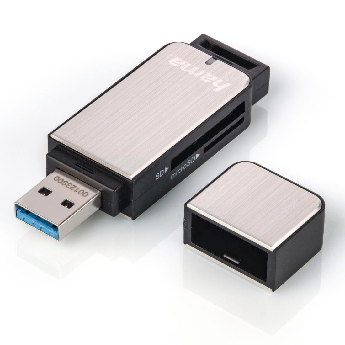 Hama USB 3.0 SD/MicroSD Card Reader - Aluminium/Silver