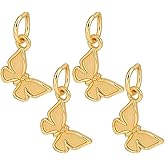 PH PandaHall 4pcs 925 Sterling Silver Butterfly Charms, Golden Butterfly Pendant Animal Shaped Beads Charms Dangle Charms with Jump Rings for DIY Craft Necklace Keychain Jewelry Making, 8.5x10.5mm