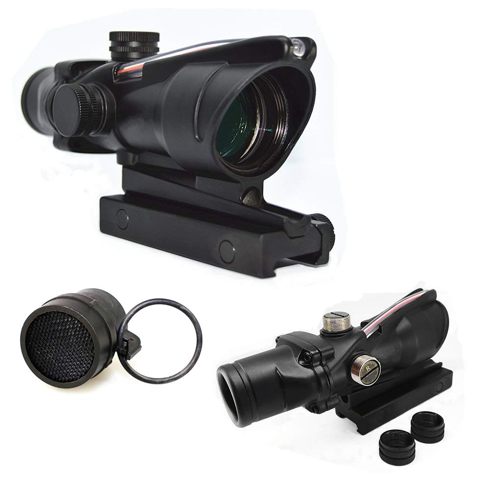Buy 4x32 Scope Hunting RifleScopes Red or Green Chevron Glass Etched Reticle Real Fiber