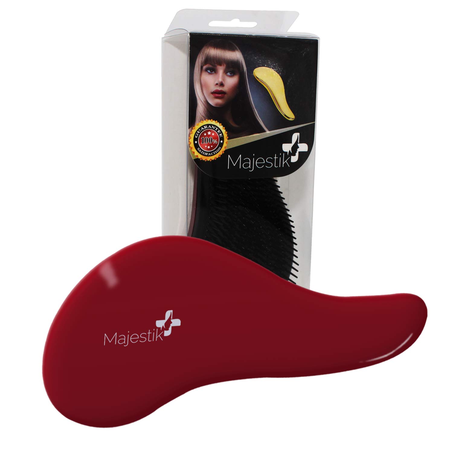 Glide Thru Detangler Hair Brush - Uniquely Designed Bristles Detangling Brush - No More Tangles, Wet & Dry, Long, Thin or Thick Hair, Adults & Kids (Maroon)