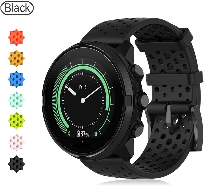 Strap for Suunto 9, Silicone Watchband Sport Fitness Band for Suunto Spartan Sport Wrist HR Baro/Suunto 9 /Suunto TRAVERSE (Black, L)