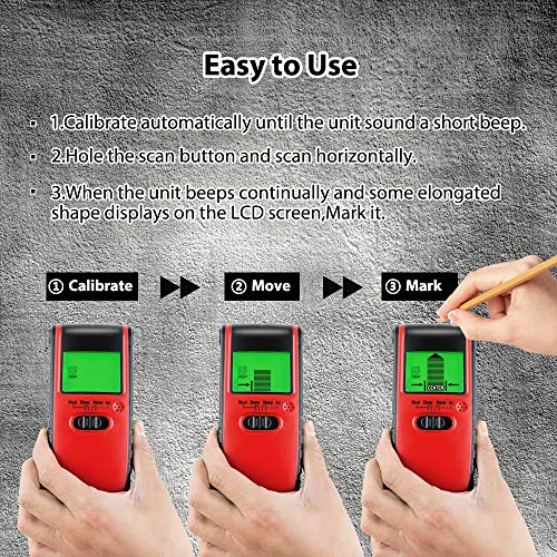 MAOZUA Stud Finder Sensor Wall Scanner 4 in 1 Multi Function Electronic Stud Sensor Finders Wall Detector Center Finding with LCD Display Sound Warning for Wood/Live AC Wire/Metal/Studs Detection - Thumbnail 3