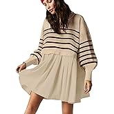 Womens Oversized Sweater Dress Spring Fall Trendy Long Sleeve Crewneck Pullover Tops Relaxed Fit Sweatshirts Mini Dresses