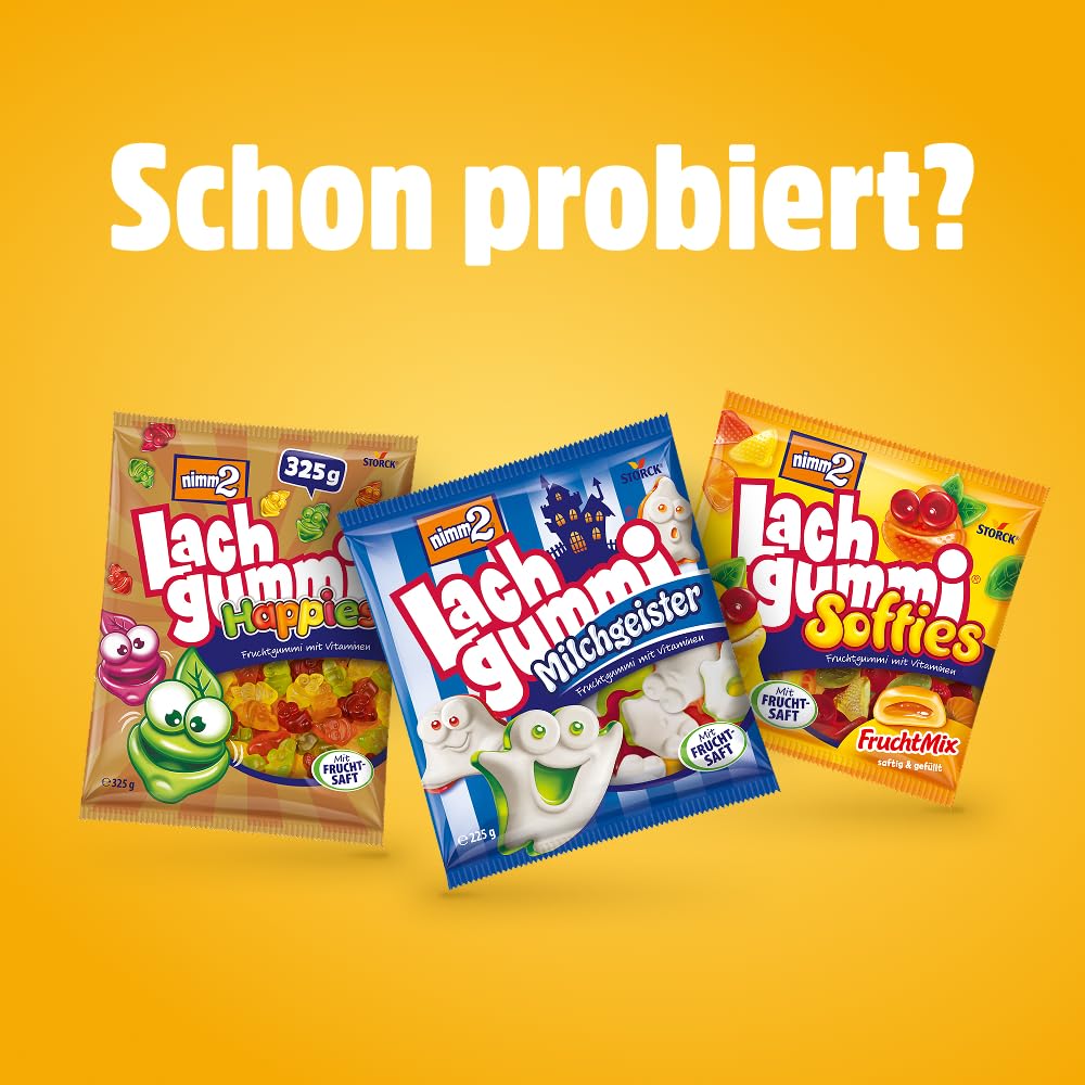nimm2 Lachgummi Milchbubis – 1 x 225 g – Fruchtgummis mit Fruchtsaft, Vitaminen und Milch – Süßigkeit in vier Geschmacksrichtungen 7