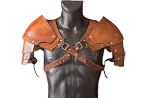 LONGJUNJUNFASHION Steampunk Shoulder Armor for Men Adjustable Faux PU Leather Shoulder Armor Medieval Guards for Knight Armor Halloween Cosplay