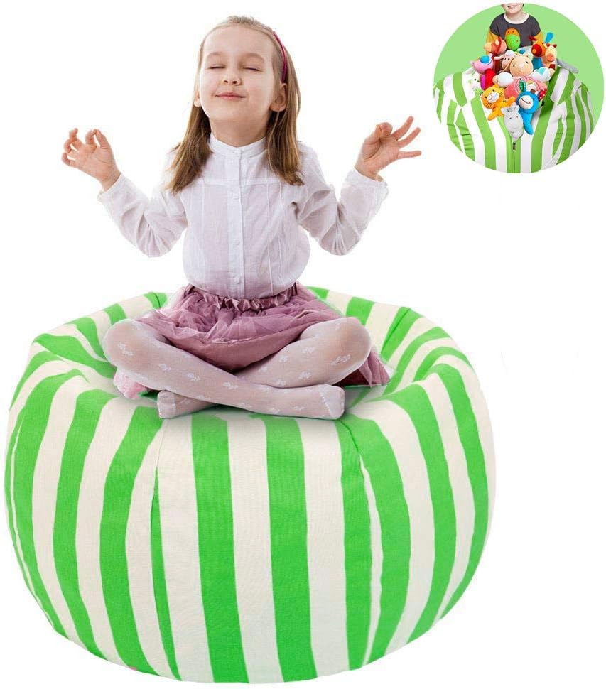 UMydeal TOY STORAGE BEAN BAG - Cover - 38" Extra Large Toy Organizer - Stuffed Animal Organizer in Gray - Soft & Comfy Cover that Creates Cozy Lounger (Green)