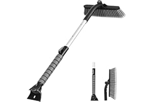 OUSHASAA 35.4" Ice Scrapers for Car Windshield, Extendable Snow Brush for Car with Foam Grip, Snow Scraper for SUV Truck - Gray