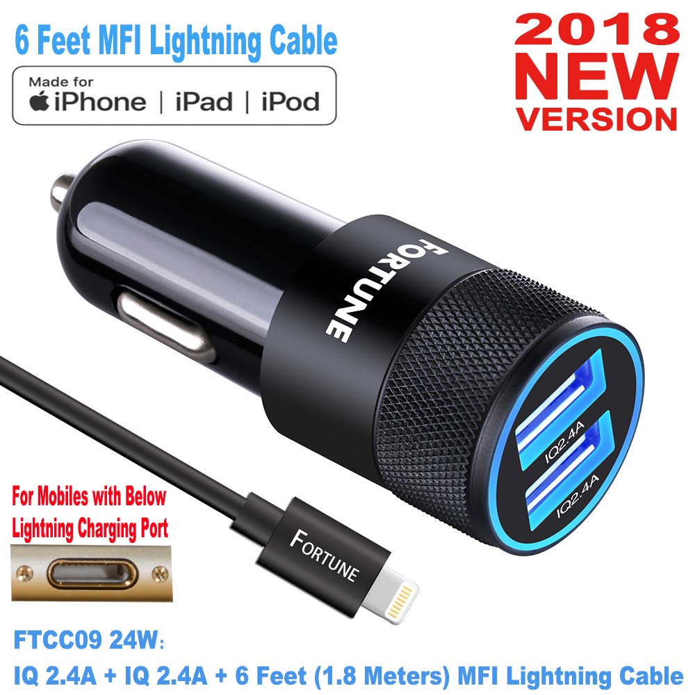 ... Fortune 24W 4.8A Car Charger With 6 Feet Charging Cable for XS Max XR X  / 8/7 / 6s / Plus, Pro/Air 2 / mini. - Amazon Vine: Cell Phones &  Accessories