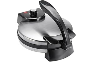 Electric Roti Maker, 12 Inch Automatic Tortilla Machine, with Indicator Lights, Adjustable Temperature, Double-Sided Heating,
