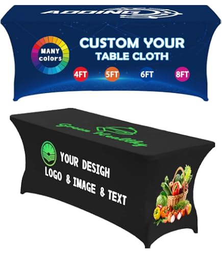 thumbnail image 2 of Custom Table Cloth With Business Logo 6 FT Custom Tablecloth With Text Image Customized For Business Tradeshow Events Birthday Party Wedding Decor Personalized Table Cloth 2 of 14