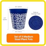 Hum Flowerpots 22cm Set of 3 Plastic Plant Pots Green Blue Pink Maroc view 2