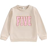 Lamuusaa Toddler Baby Girl Boy Birthday Outfit One/Two/Three/Four/Five/Six Embroidery Sweatshirt Shirts Birthday Gift
