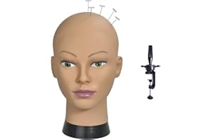 Ba Sha Afro Professional Cosmetology Bald Mannequin Head for Making up,Making Wigs, Wigs,Glasses with Free Table Clamp