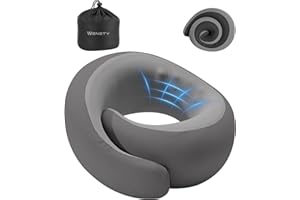 WENGTY Neck Pillow for Traveling,Travel Neck Pillow for Airplanes,Cooling Fabric&100% Pure Memory Foam,Neck Pain Relief,Ergonomic Support for Long Flight(Gray, Standard Size-(Broad Fit))