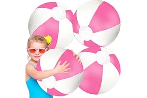 Whaline 3Pcs Inflatable Beach Ball Round Pool PVC Balls Cute Game Toys for Summer Hawaiian Tropical Theme Beach Party Decor