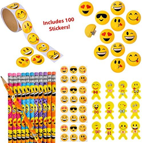 Emoji Party Favors for Boys and Girls | 160 Piece Assorted Smiley Face Toys | Party Supplies, Pinata Fillers, Claw Machine, Bulk Toys, Treasure Box Prizes for Classroom by NES