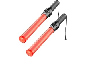 RoadHero 2 Pack 16 Inch Traffic Wand, Signal Air Traffic Control Baton with 2 Flashing Modes for Parking Guides, Car Directing, Using 2 D-Size Batteries, Batteries Not Included