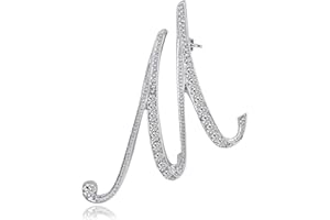 ETHOON Letter Brooch Pins Initial Rhinestone Brooch for Women Crafts Silvery A-Z