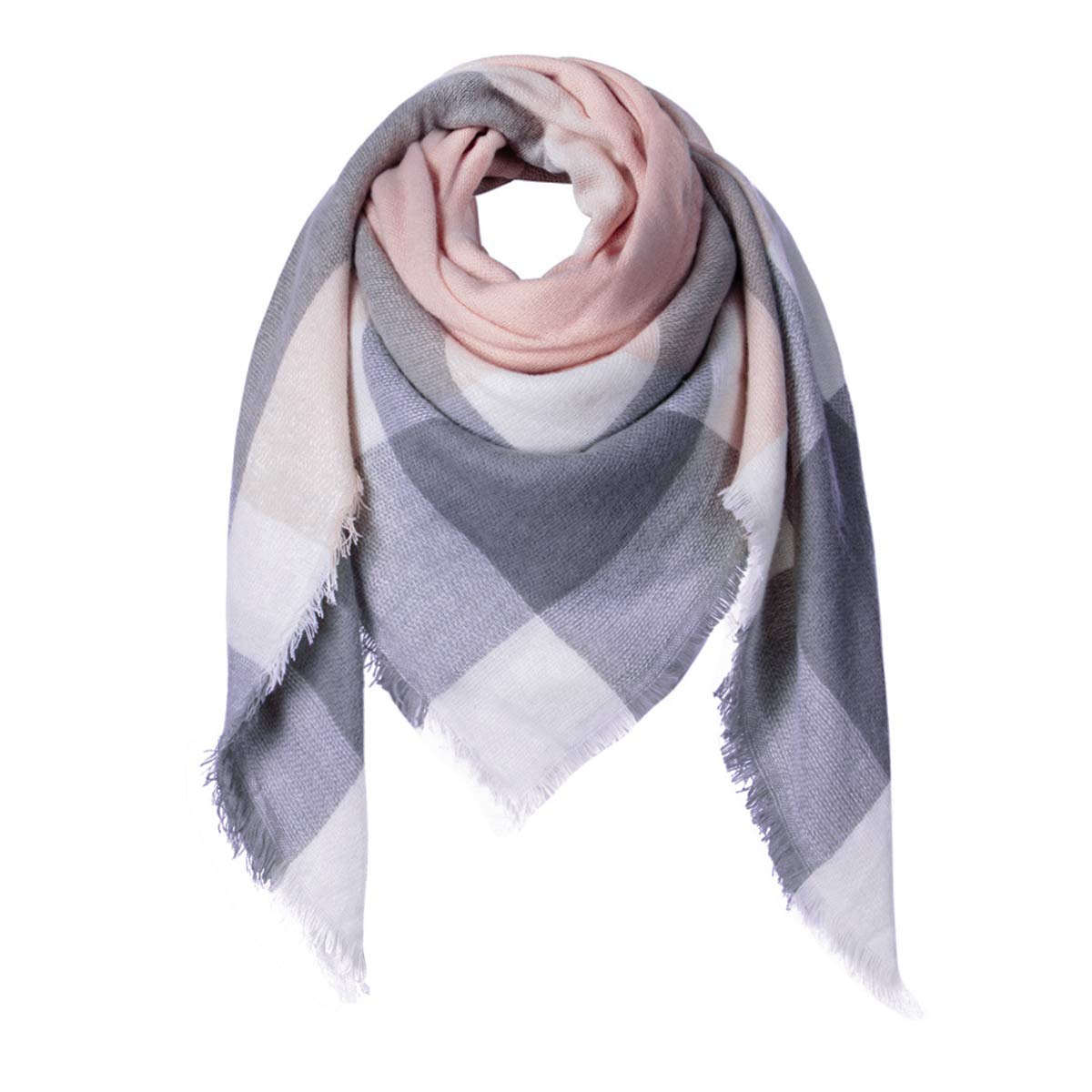 WISH CLUB Frauen Winter Schal Gitter weich Chunky Square Schals Damen warm Schal Plaid Wrap Decke