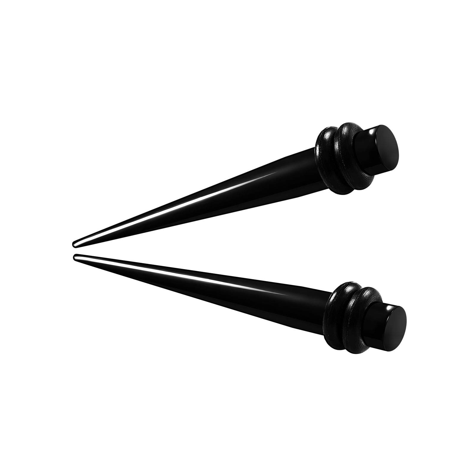 BanaVega 2 Pieces Black Acrylic Flesh Toric Taper Ear Expander Earring Jewelry Choose Sizes, Acrylic, Metal, Rubber