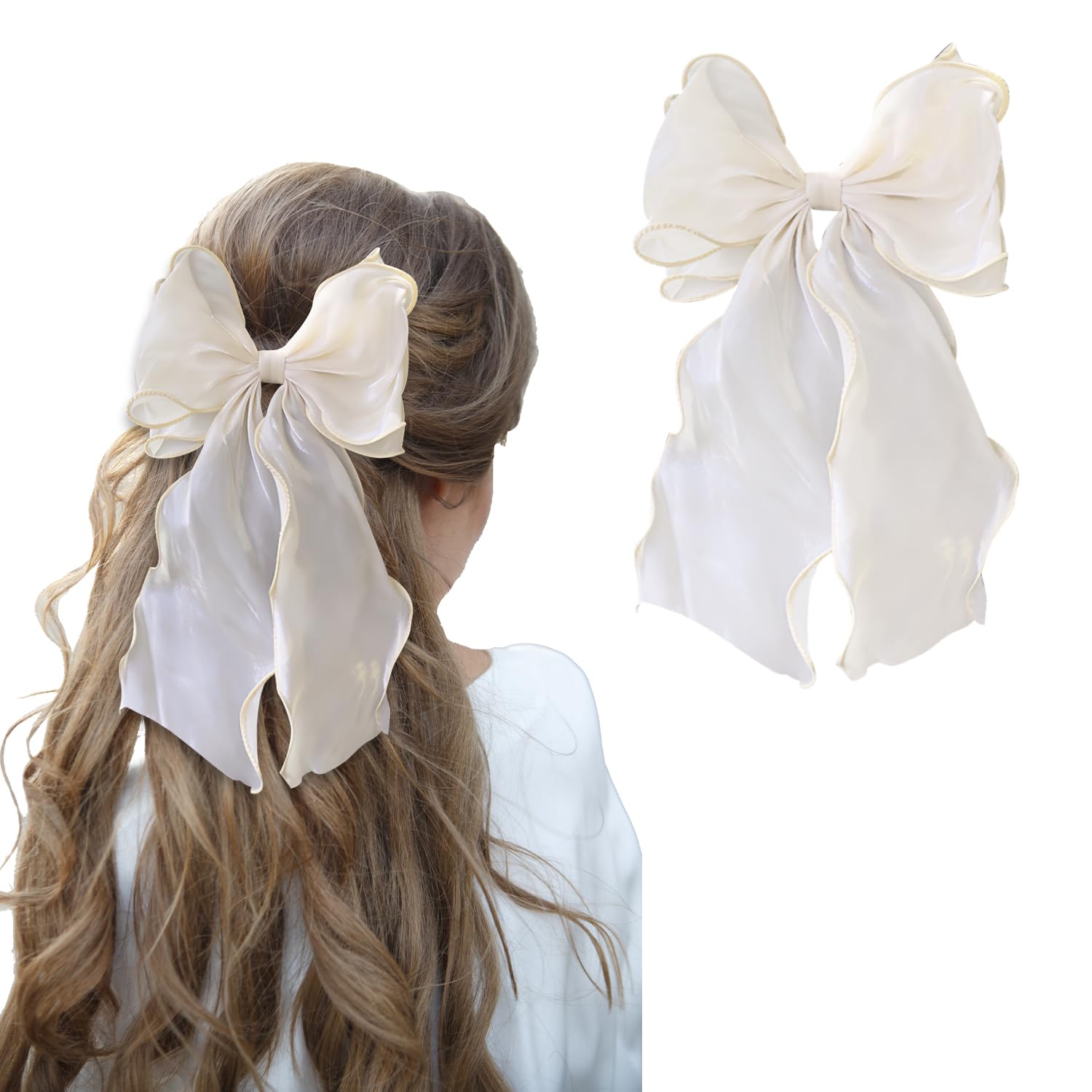 Hair Bow for Women Princess Hair Barrette Clips for Women Girls(apricot)