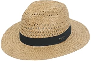 GLAKJGIY Straw Fedora Panama Hat for Women Men - Summer Beach Sun Hats Wide Brim UV Protection Lightweight