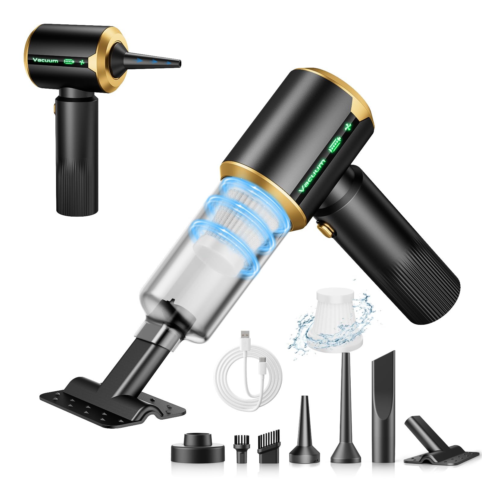 Photo 1 of JIXINMIYUE Car Handheld Vacuum Cordless with Ultra-Strong Suction, Brushless Motor & HEPA Filter - Lightweight Design for Drivers - Charcoal