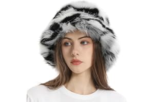 CAISSIP Fuzzy Bucket Hat Y2k Fashion Warm Winter Hat Fluffy Furry Plush Faux Fur Hats Fishing Hat Bucket Hats for Women 2025
