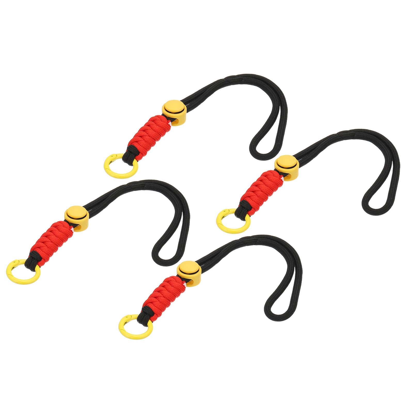 PATIKIL Paracord Lanyard Keychain, 4Pcs Cell Phone Keychain Rope Wrist Lanyards Braided Strap with Spring Ring for Hanging Key, Black, Red, Yellow