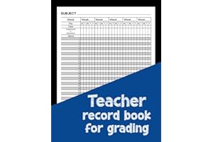 Teacher Record Book Large Print: Teacher Grade Book, Teacher Record Book for Grading and Attendance, Class Record Book, Gradebook for Teachers, Grade ... For Homeschool and Perfect Teacher Gifts.