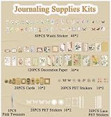 Carreuty 290pcs Aesthetic Scrapbooking Stickers Paper Pack Vintage Floral view 7