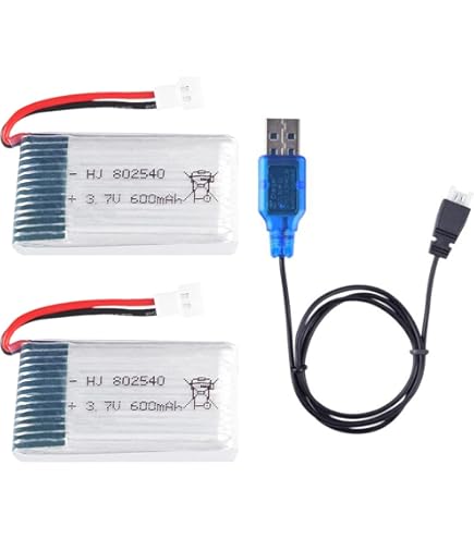 2-Pack 3.7V 750mAh Lipo Batteries With USB Charger For MJX Drones