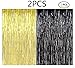 Famoby Gold Black Metallic Tinsel Foil Fringe Curtains 8ft x 3ft 2pcs/pack