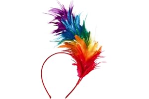 KICOFIT Feathers Headband Masquerade Headpiece for Women Halloween Christmas Party Favor Floral Fascinator Crown (Feather-rainbow, One size)
