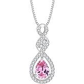Aprila Women Infinity Necklace 925 Sterling Silver Twist Teardrop Birthstone Pendant with Chain 5A Cubic Zirconia Jewelry for Her