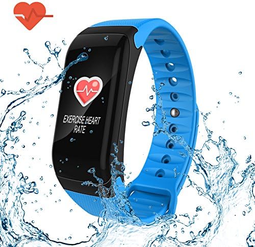 Fitness Tracker/Smart Bracelet with Color Screen,Smart Wristband with Heart Rate Monitor Wireless Waterproof IP67 Bracelet HR Wrist Strap Track Step Sleep IOS and Android Smartphone (Blue)