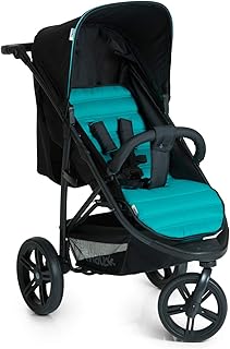 Hauck Rapid 3 Dreirad Buggy bis 25 kg mit Liegefunktion ab Geburt, klein zusammenklappbar, Einhand-Faltmechanismus, höhenverstellbarer Schiebegriff, caviar turquoise (schwarz türkis)