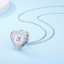 YOUFENG Locket Necklace that Holds Pictures Initial