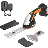 WORX Cordless Grass Shear &amp; Shrub Trimmer, 20V 4" + 8" Bush Trimmer, WG801 | 8"&amp; 4" blades interchangeable blades for grass and shrub trimming;2.0A battery battery &amp; charger included; PowerShare.