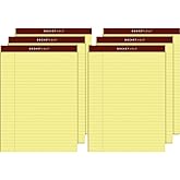 Tops Docket Gold Writing Pads, 8-1/2" x 11-3/4", Legal Rule, Canary Paper, Perforated, 50 Sheets, 6 Pack (63956)