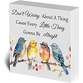 Every Little Thing Is Gonna Be Alright Wood Box Sign for Home Office Shelf Cute Desk Decoration for Women Inspirational Gifts for Women Coworkers Friends Teen Girls