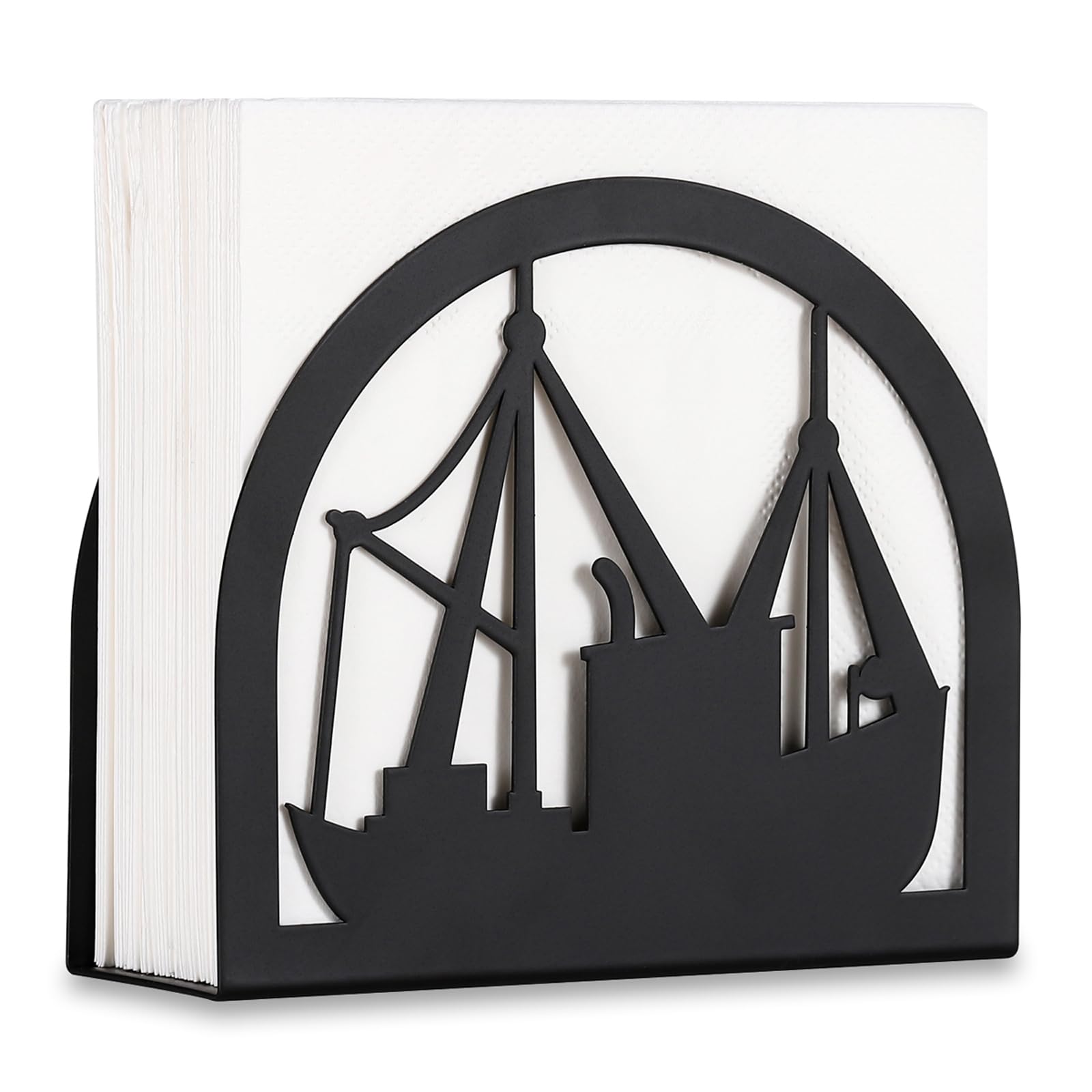 NDFECT Nautical Napkin Holder, Cocktail Napkin Holders for Paper Napkins, Black Metal Ship ...